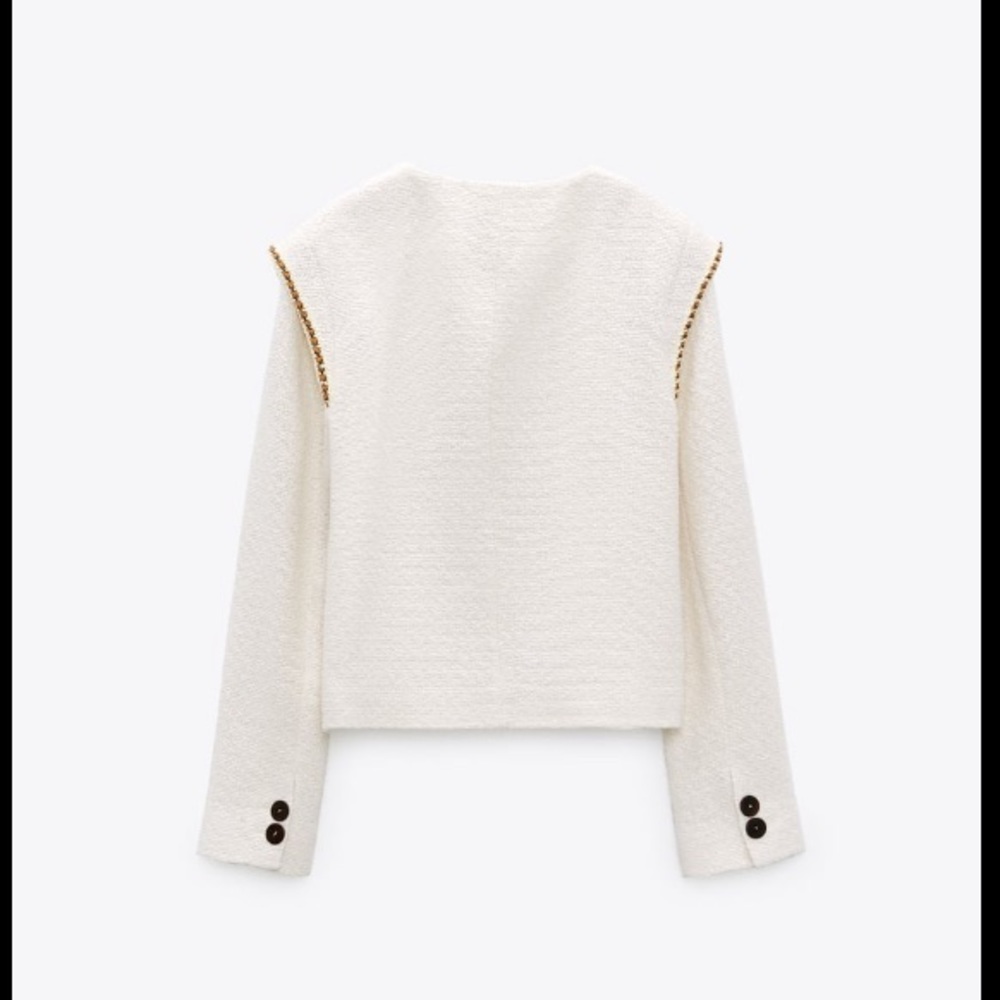Zara Textured Jacket With Contrasting Piping - Picture 5 of 16